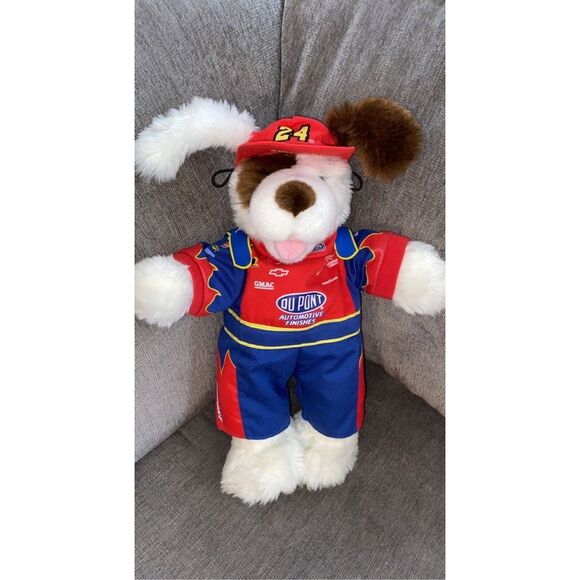 Retired Build A Bear White Brown "Playful Pup"‎ Spotted Puppy Dog 18" Tongue Out - Picture 1 of 3